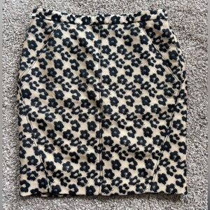 NWOT Ann Taylor Maven Leopard Jacquard Pencil Skirt. 8P. Fully Lined. Black Gold